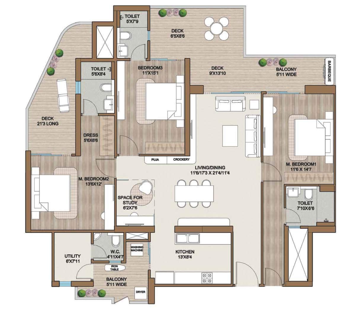 3.5 BHK Floor Plan