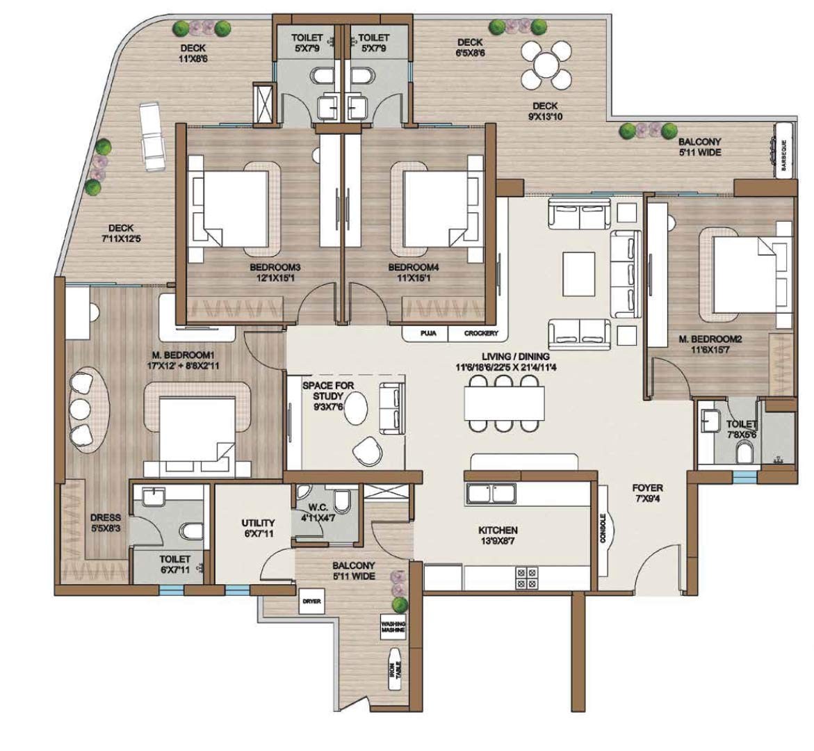 4.5 BHK Floor Plan